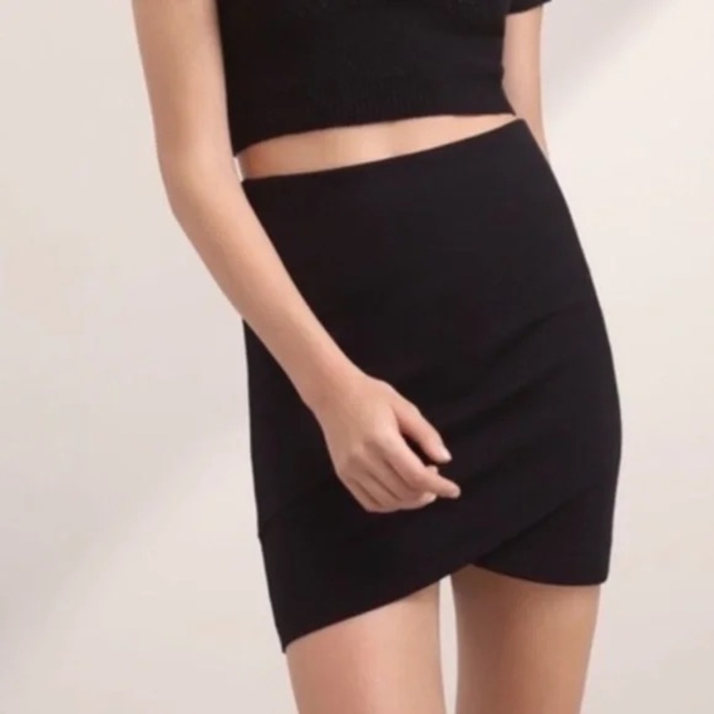 Aritzia Sunday Best Black Mini Wrap Skirt